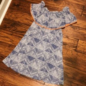 {THML} OTS Dress w/ Ruffle Neck & Eyelet Trim